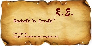 Radván Ernő névjegykártya